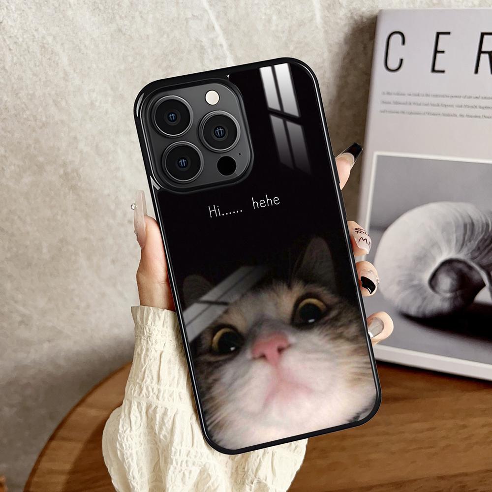 Pet Cat Funny Memes Phone Case For iPhone 16 15 14 13 12 11 Pro Xs Max Mini Plus Antislip Shockproof Hard Funda