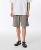 Crepe One-Pleat Wide Elastic Shorts [Khaki Gray]