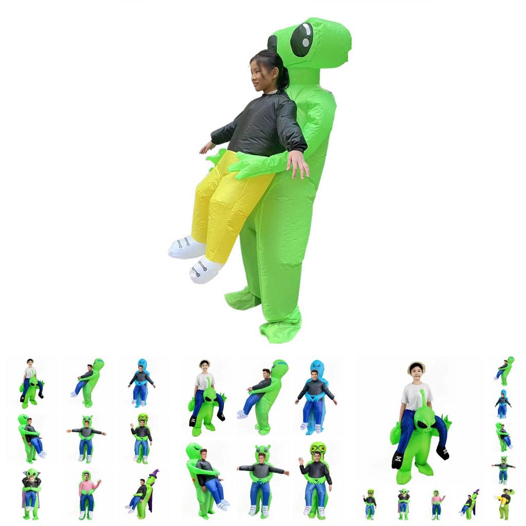 Aufblasbares Alien-Kostüm für Halloween mit lustigem Zeichentrickfiguren-Design in grüner Farbe