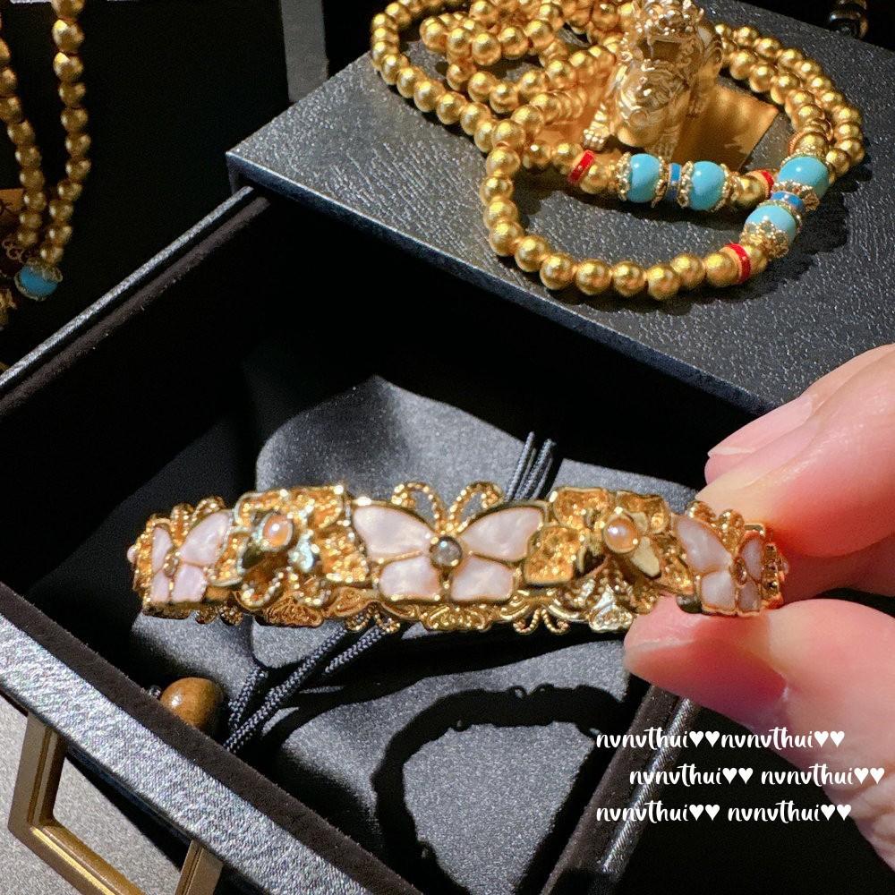Ancient Gold Filigree Chisel Flower Drop Glaze Buddha Gong Necklace, Door Opening Husi New Chinese Style, Buddha Gong Zircon Gold Necklace