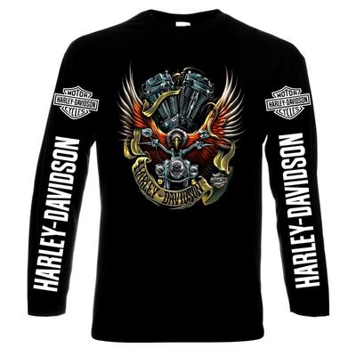 Harley Davidson Herren Langarm-T-Shirt, 100% Baumwolle, S bis 6XL