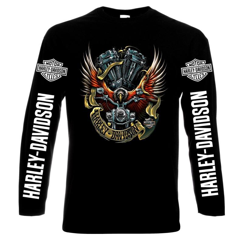 Harley Davidson Herren Langarm-T-Shirt, 100% Baumwolle, S bis 6XL