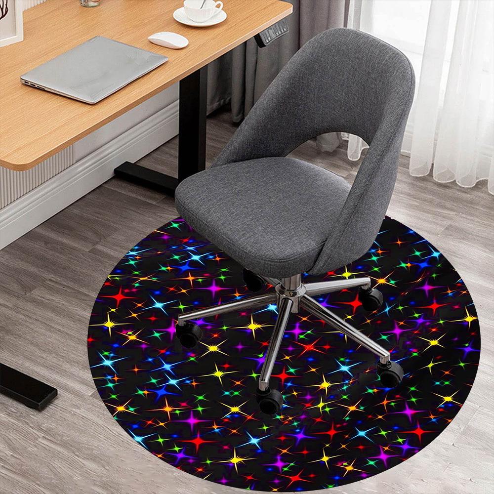 

1pc stars colorful Round Chair mat Area Rug - Non-Slip, Floor Mat for Office, Bedroom, and Indoor Decor -1002078 80cm by 80cm