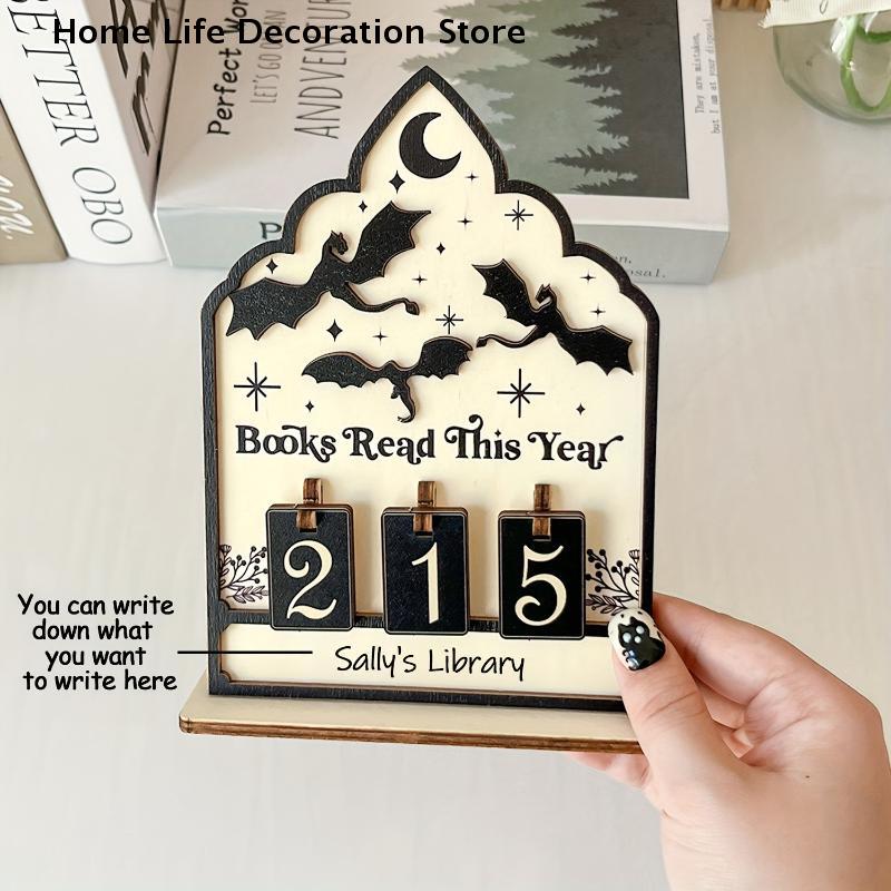 Vintage Wooden Books Read This Year Counter Up To 999 Books Reading Counter Decorative Bookshelf Home Ornament New Years Gifts
