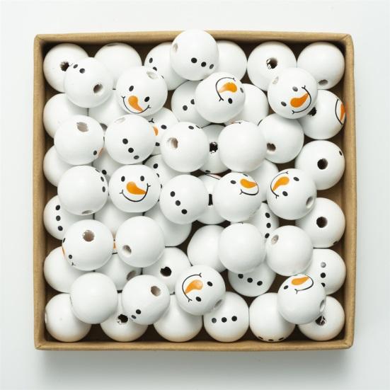 Snowman Bead Garland Exquisite Adorable Wood Rustic White Christmas Snowman Bead for Home Decor