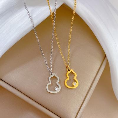 Titanium Steel With Drill Gourd Personality Minimalist Furnace Real Gold Necklace Female Collarbone Chain