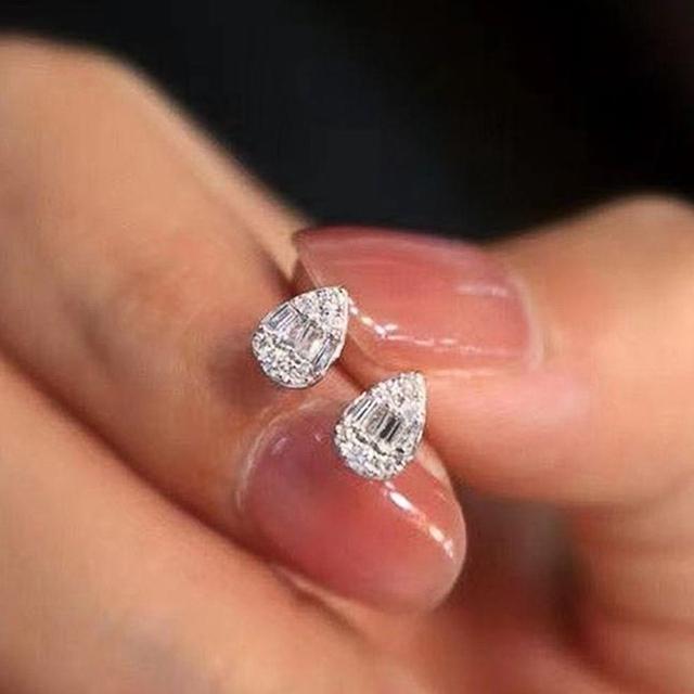 

Изящные женские ослепительные серьги из циркония с дизайном в форме капли воды, повседневные носимые аксессуары для церемонии помолвки