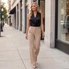 Sleeveless Satin V Neck Wrap Blouse for Women Elegant Surplice Front Tank Top Office Wear Loose Fit Shirt