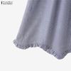 ZANZEA Women Casual Elastic Waist Loose Stripe Print Wide Leg Pants