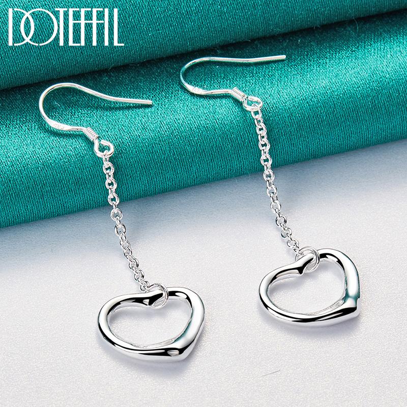Romantic Heart Earrings Gift Silver Color Charming Party Jewelry