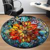 1pc Stained Glass Mandala Office Round Area Rug, Under Office Chairs Bedroom Living Room Home Decor, Room Deco