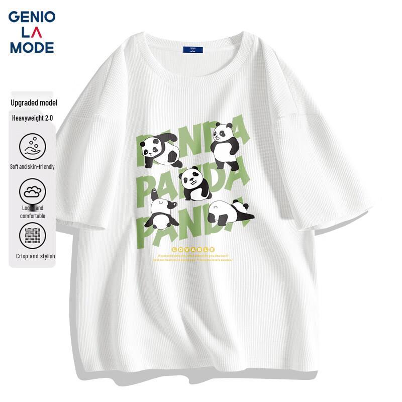 GENIOLAMODE Men s Summer Casual Loose Waffle-knit T-shirt 2XL