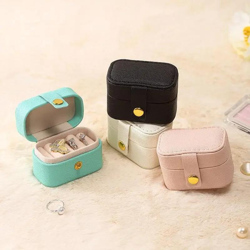 Portable Mini Jewelry Boxs Organizer Display Travel Jewelry Case Boxes PU Leather Earrings Necklace Ring Jewelry Box Ring Holder
