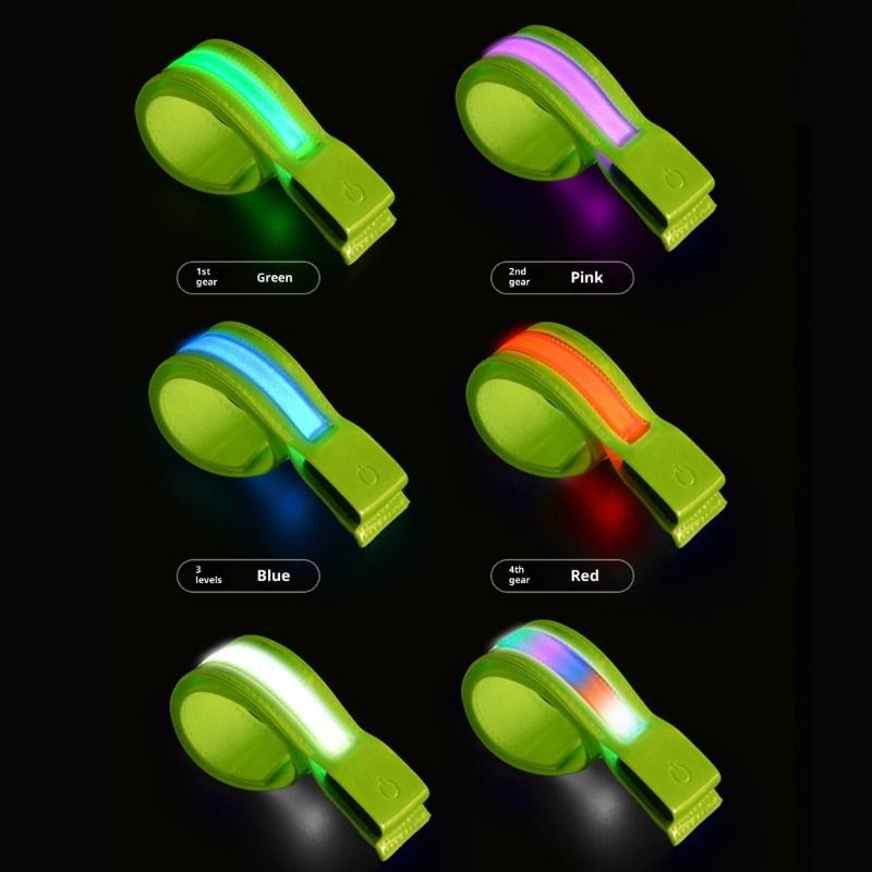 High Visibility LED Safety Armband with Reflective Strips USB C Rechargeable Reflective Wristband for Outdoor Activities