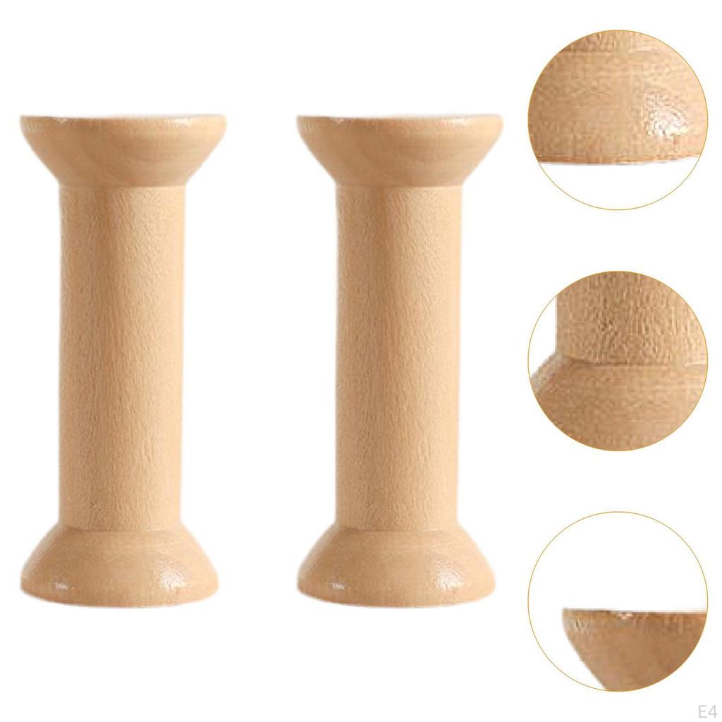 2 Pieces Empty Wooden Spools, 7.9 Cm.