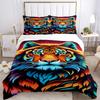 3pcs Tiger Print Bedding Set - 1 Duvet Cover + 2 Pillowcases(Core Not Included), Machine Washable Polyester Yy251216151