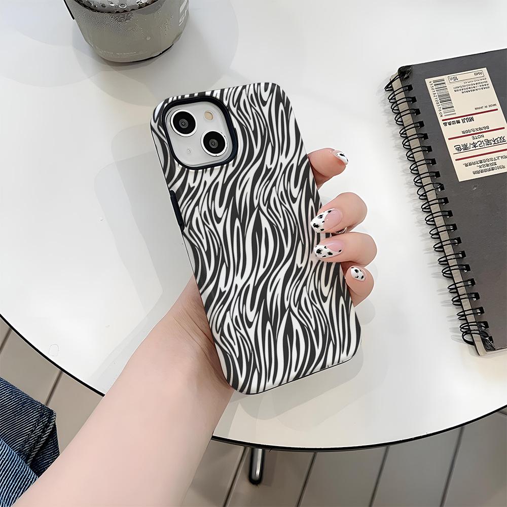 Amazon Hot-selling Zebra Pattern iPhone16 Mobile Phone Case Magnetic Suction Film Two-in-one Apple 17 Matte Anti-collision Case
