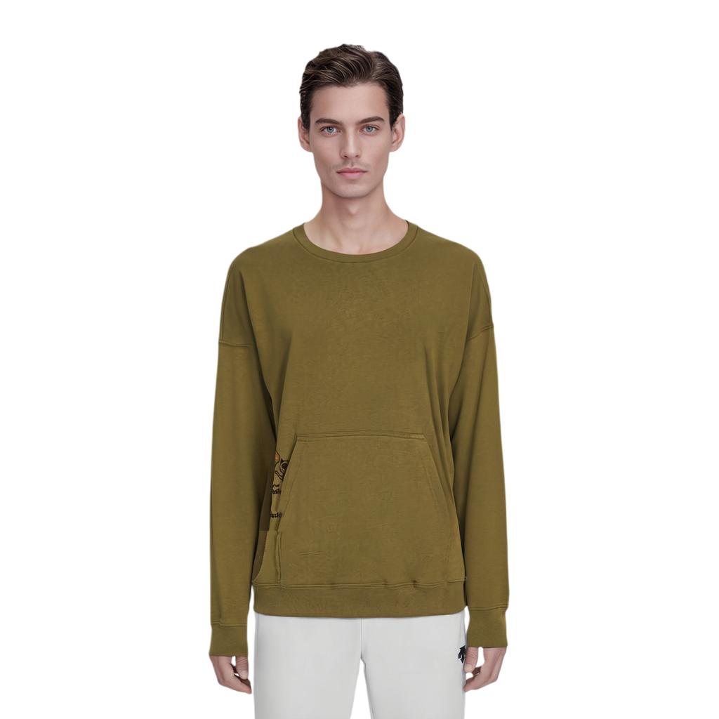 Vans Logo Print Crew Neck Long Sleeve Sweatshirt Men Sweatshirt Brown VN0A54OLZBN