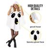 Women Ghost Costume for Adult Halloween Ghost Poncho Cloak White Ghost Hooded Cape Cosplay Party Outfit