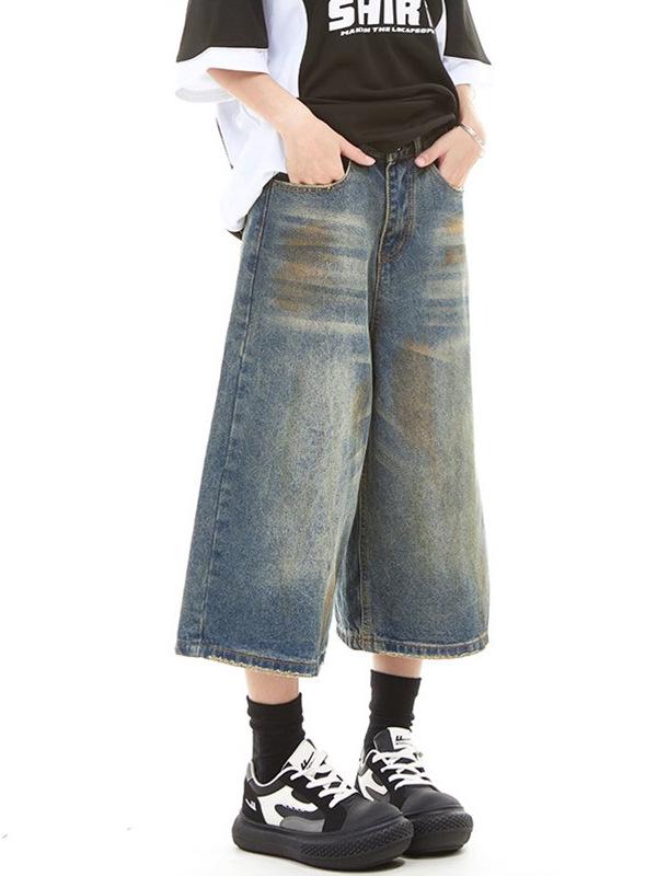 2025 Korean Style Women's High-Quality Wide-Leg Cropped Denim Pants - Trendy Summer Casual Capris