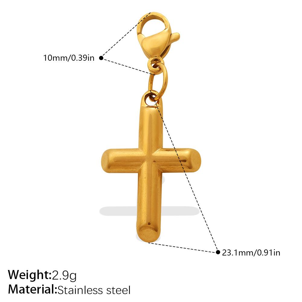 Personalized Retro Style Engraved Three-Dimensional Cross Series Lobster Buckle Pendant Stainless Steel Gold Diy Accessories