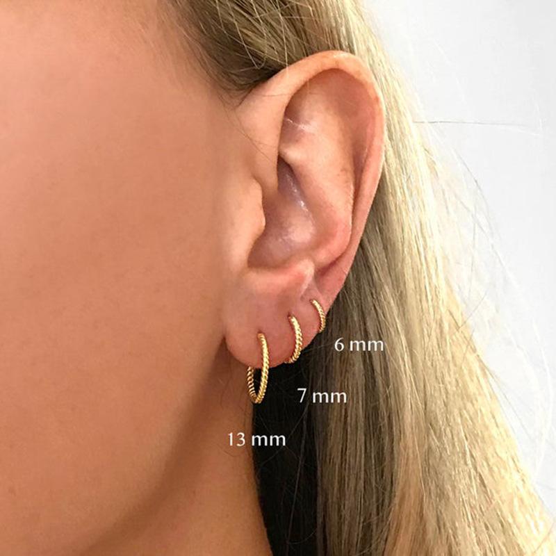 Basic Twist S925 Sterling Silver Hipster Twist Rope Circle Earrings Earrings Earrings Ear Buckle Versatile 18K Gold Jewelry