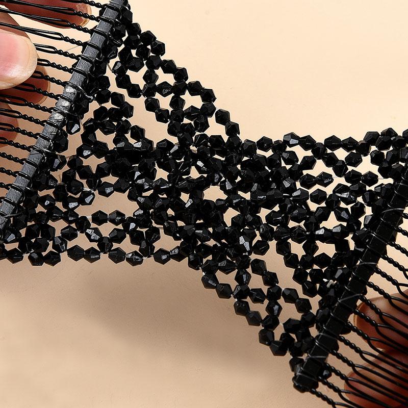 Women DIY Hair Accessories Pearl Beaded Elastic Hair Claw Hairpin Magic Comb Up-Do Hairstyle Bun Maker Tool Ponytail Hairdo Wolf