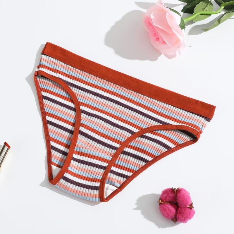 3 stk Dame Trusesett Bomull Thong Enkle Stripete Dameundertøy Sexy Lingeri Sport Komfortable Hot G-Strenger