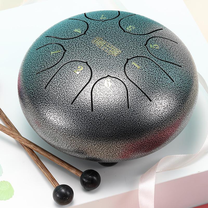 6 Inch 8 Note Tongue Drum Sound Therapy Steel Tongue Drums Healing Professional Percussion Music Instrument Accessories Children's Musical Taiko Drum