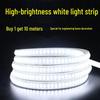 Super Bright Waterproof LED Strip Light, 220V, White, Outdoor/Indoor Use, Direct Plug-in for Home & Engineering Lighting