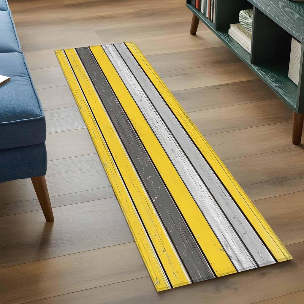 Natural Stone Mosaic Runner Rug Multicolor Stone Pattern Mat Bedroom Bedside Carpet Rustic Stone Wall Design Anti-slip Decor Rug