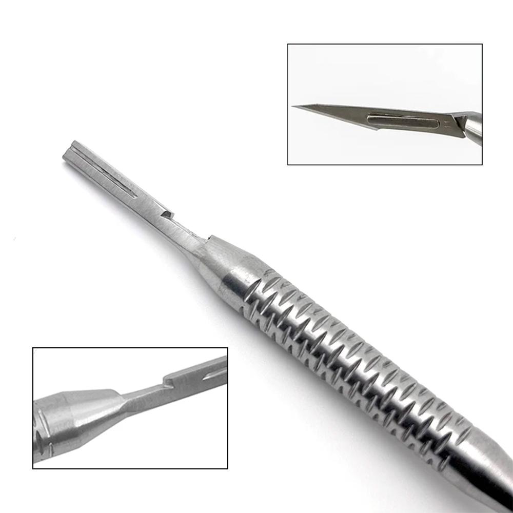 Dental Scalpel Handle Blade Handle Straight Applicable Dental Stainless Steel Handle Knife Blade Dental Instruments No.3