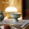 Yue Kiln Celadon Ceramic Tea Cup High-feet Handmade Lotus Petal Cups Tea Bowl Teacup Teacups Pair Puera Ceremony Maker Unusual