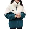 2024 Women's Slimming Fleece-lined Stand Collar Jacket - Cotton-padded, Zippered, Casual, Autumn/Winter Outerwear