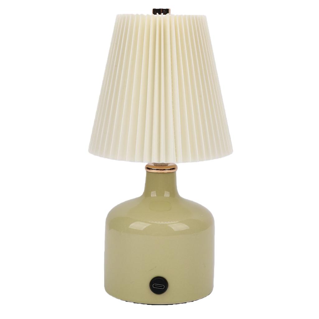 Pleated Desk Lamp Rechargeable Vintage Night Light for Bedside Table Nightstand 3 Color Temperatures