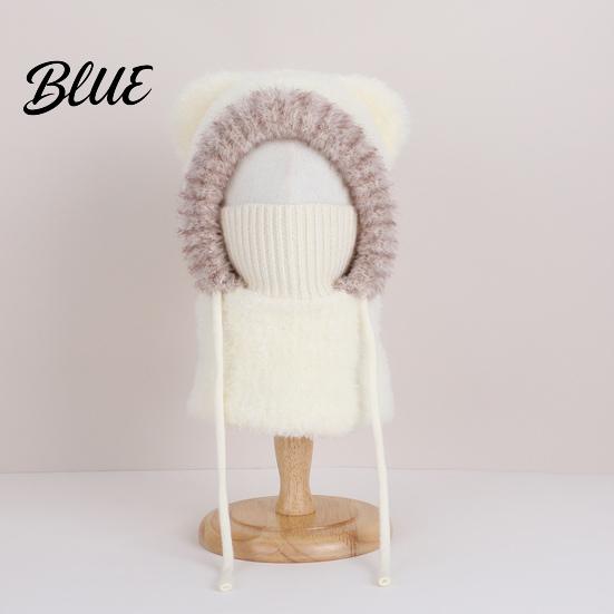 Soft Baby Hat Lightweight Kids Styling Warm Bear Ear Children Plush Windproof Winter with Face