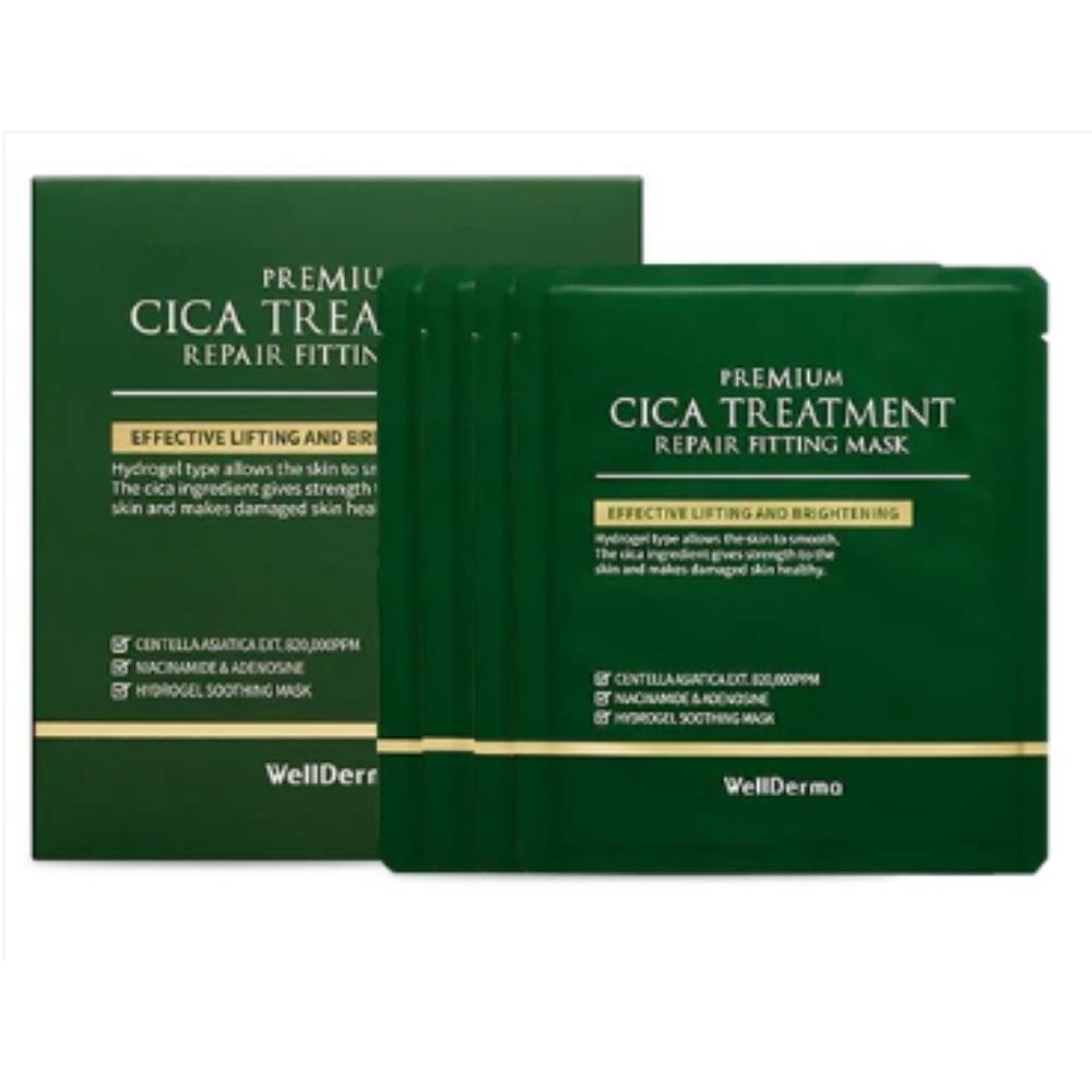 WellDerma / Premium Cica Treatment Repair Fitting Mask Pack / 4 Sheets / Intensive Soothing & Lifting / Made in Korea