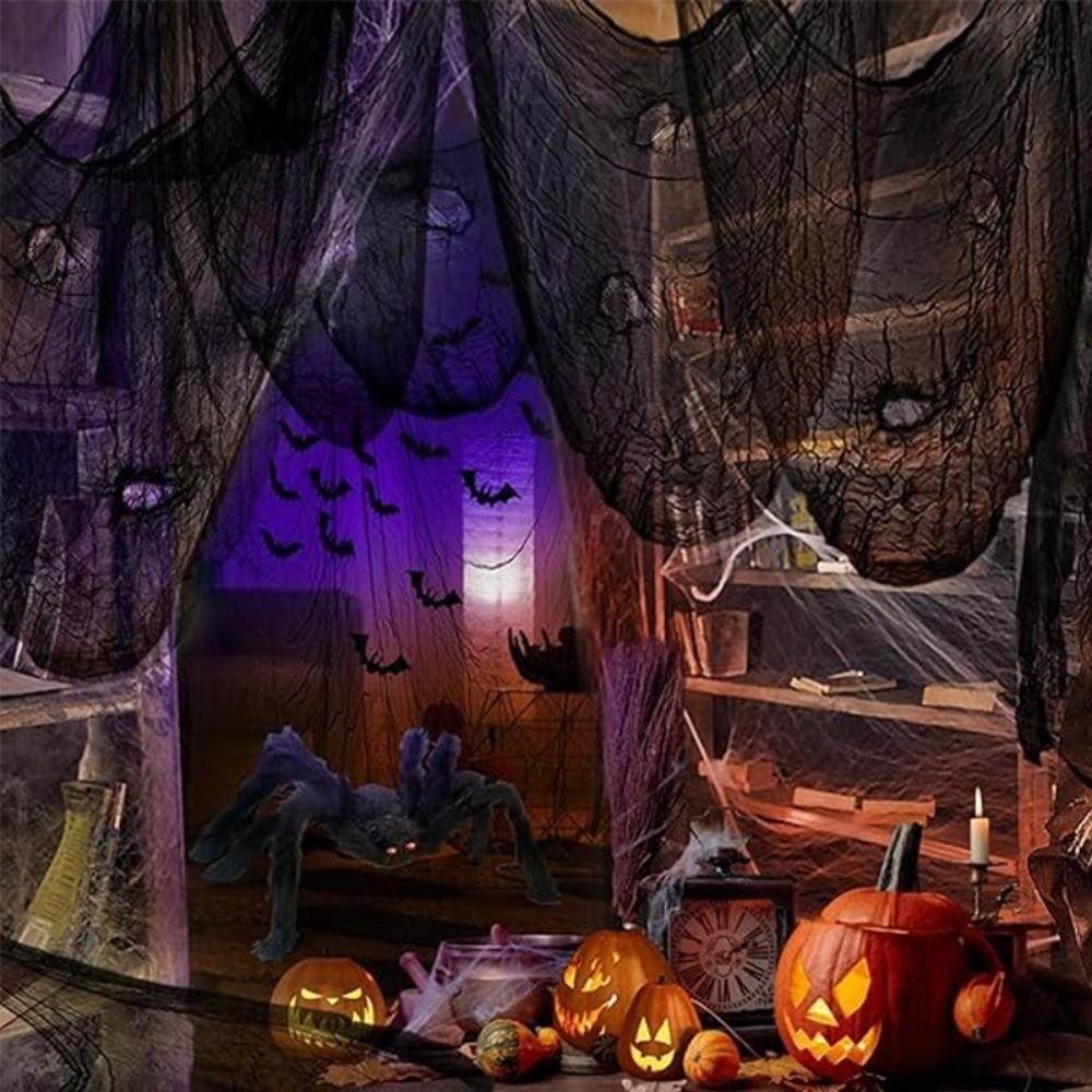 Tissu en Gaze Décorative Noir pour Halloween Multi-Scène Décoration de Porte et Murale Pour Maison Hantée