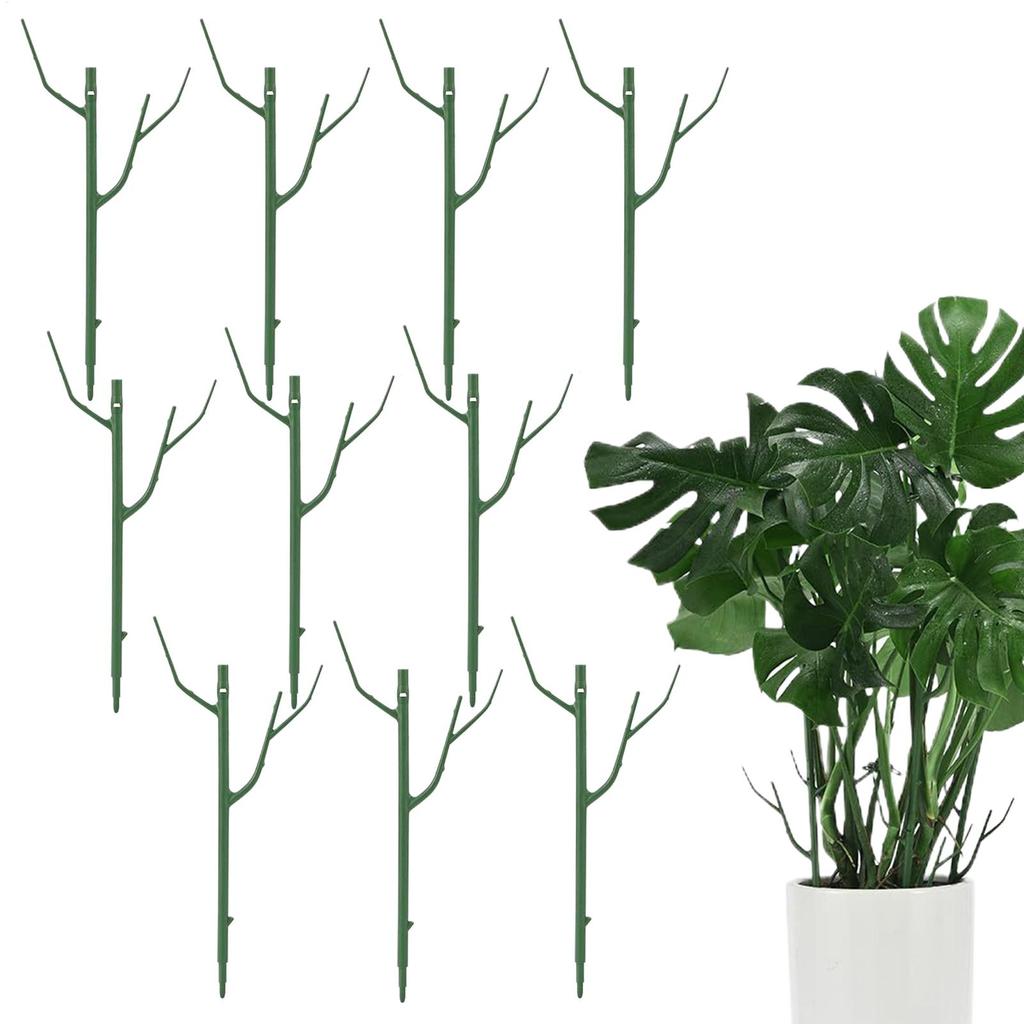 10 Stück Zweig Pflanzenstützhalter Baumast Pflanzenstäbe Abnehmbares Rankgitter für Garten Topfblume Moosstab