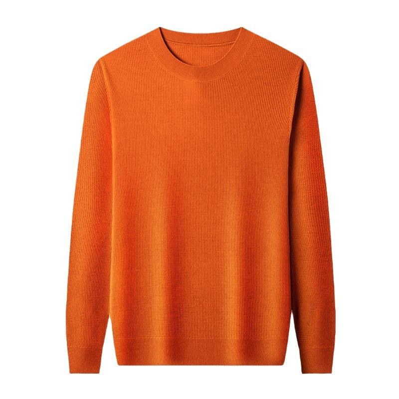 Autumn And Winter Waffle Jacquard Knitted Sweater Men'S Semi-Turtleneck Solid Color Thickened Bottoming Sweater Middle-Aged Sweater Men'S Clothing