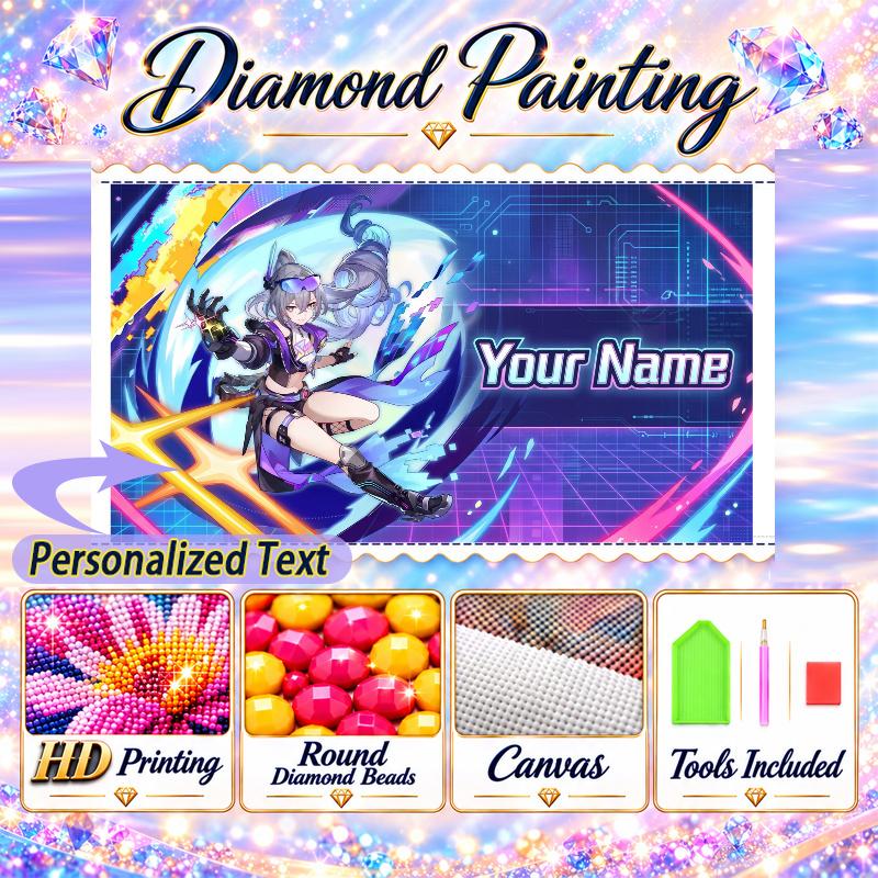 Honkai_ Star Rail 5D DIY Diamond Painting Custom Name Text, Full Drill Rhinestone Mosaic Art Home Gift
