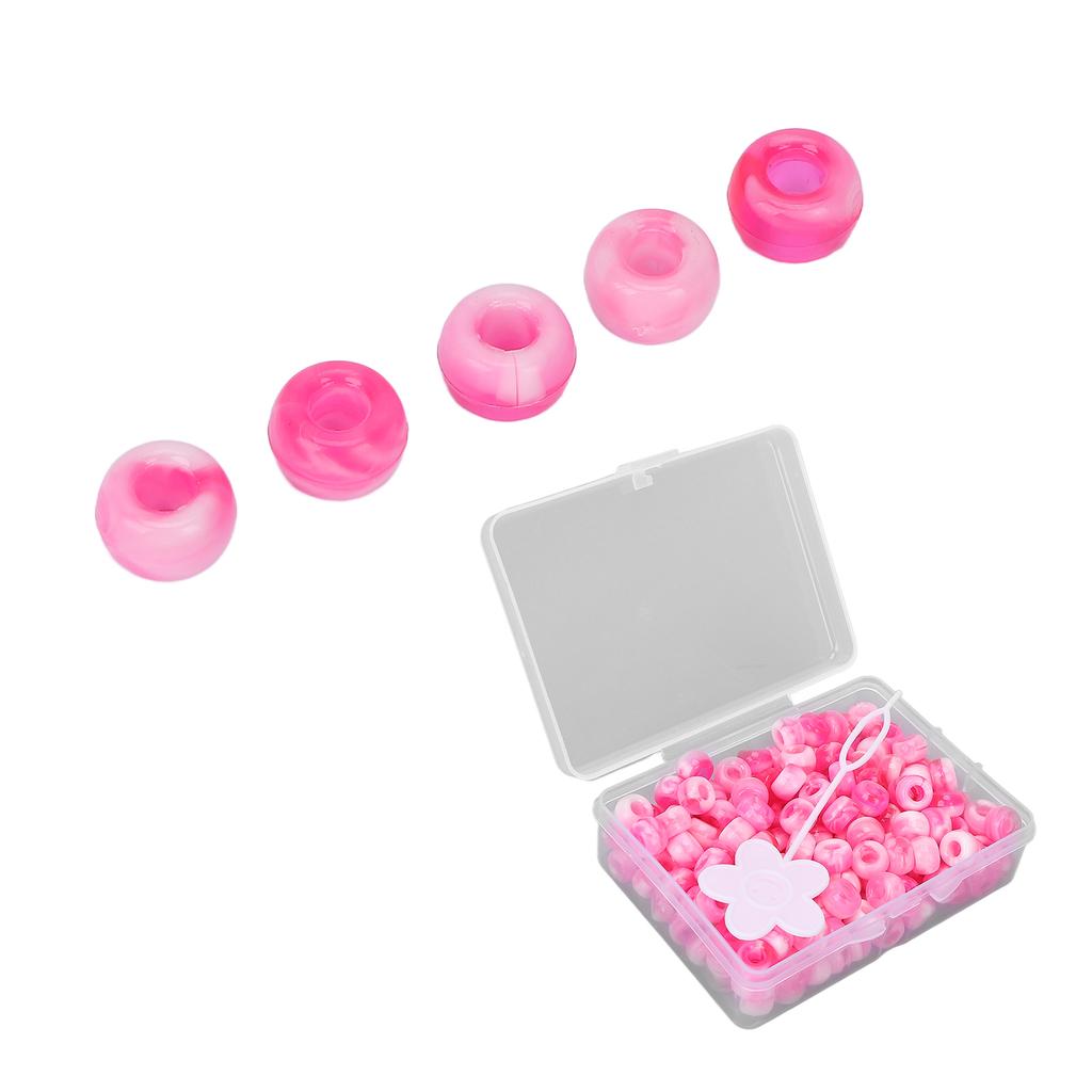Pony Beads Kit Candy Color DIY Jewelry Making Beads Hair Beads for Bracelet Necklace Crafts MakingPink