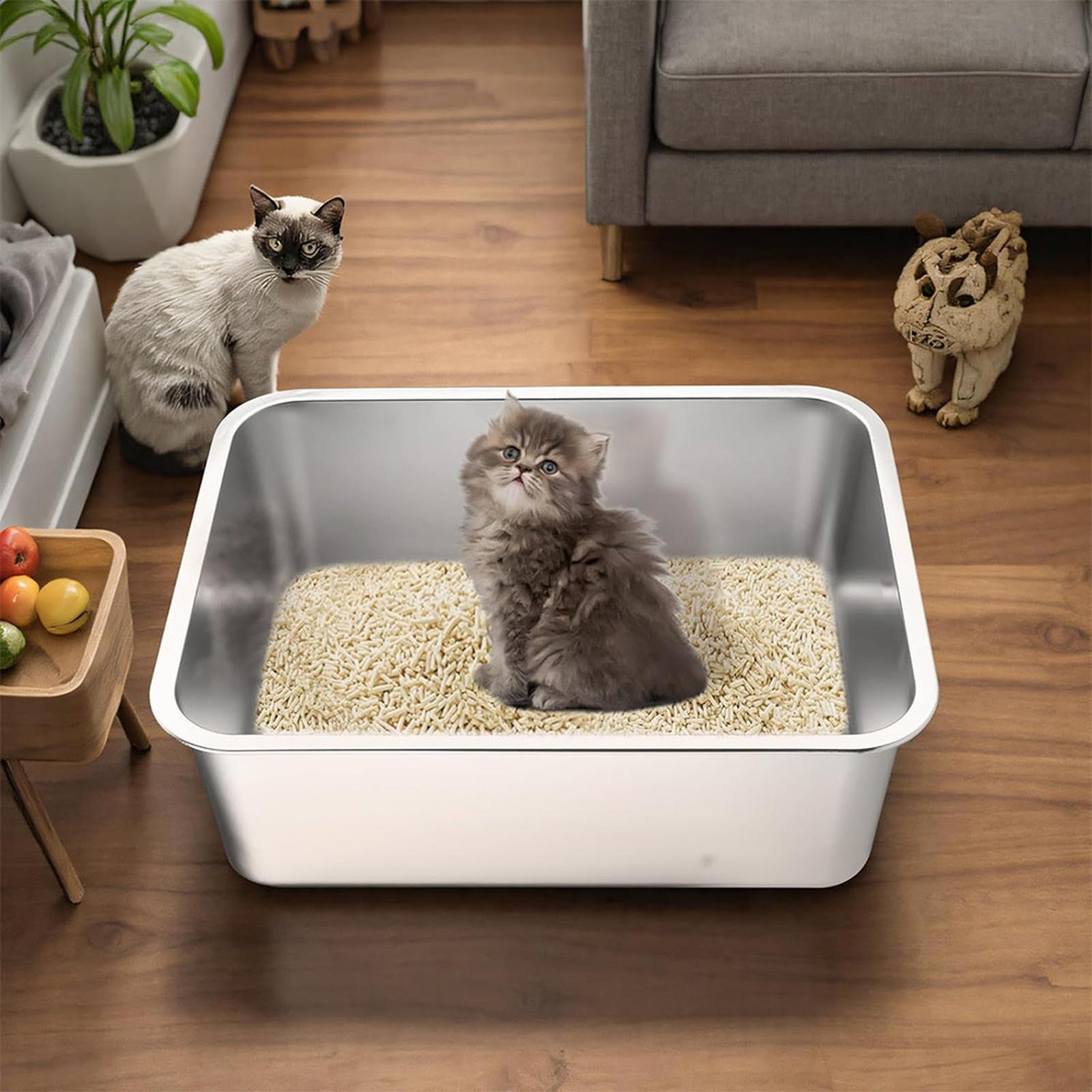 

Litter Box Long Stainless Steel Pet Litter Box Stainless Steel Litter Box with Easy Design for s for Use One Size