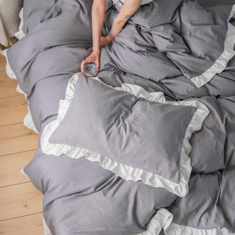 Delicate Ruffle Pillowcase Polyester Bed Cover With Decorative Edge for Bedroom Living Room Styling