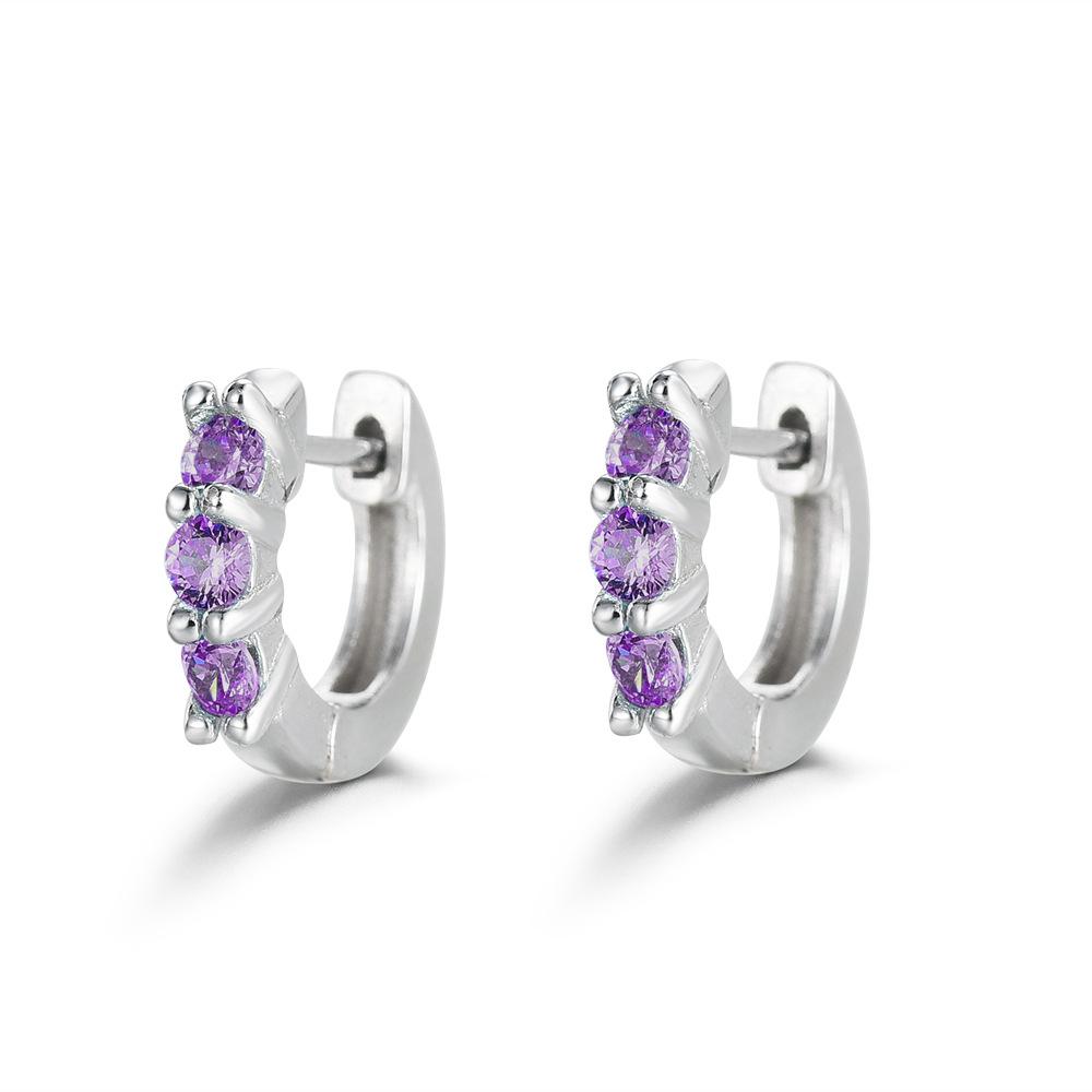 

Hip Hop Maldives Blue Three Diamond Earrings Flat Needle Light Luxury Pure Earrings Simple Stud Earrings