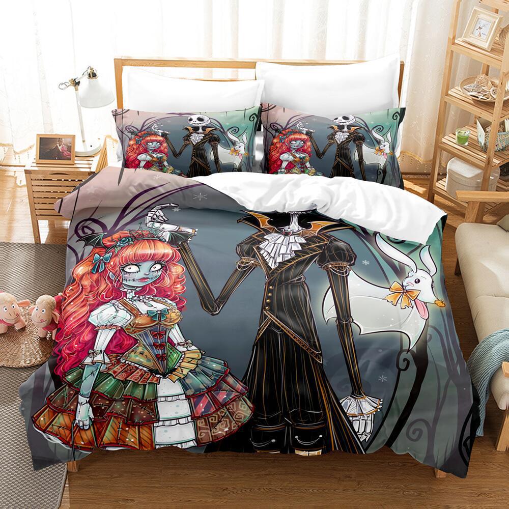 Animation Cartoon Digital Printing Bedding Christmas Eve Fright Polyester Cotton Microfiber Duvet Set Three-Piece Set