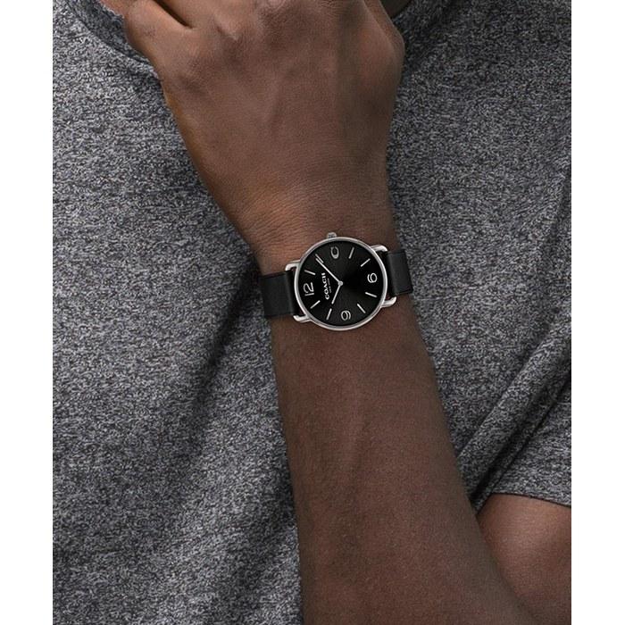 [Coach] Men's Watch ELLIOT Black Dial Black Leather Strap 14602645 Black/Black/Gray Case Size: 40mm X 40mm X 7.5mm