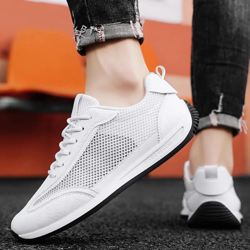 Fashion Men's Casual Sports Shoes Mesh Breathable Casual Shoes Wear-resistant Tennis Basketball Shoe Lightweight White Mens Sports Shoes