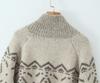 Women's Retro Color-Block Jacquard Knit Cardigan for Autumn/Winter