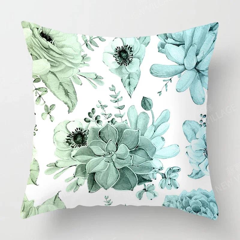 Nordic Fall Home Decor Autumn Throw Pillow Case Sofa Cushion Cover Modern 45X45Cm 45*45 50X50Cm 60X60 40X40Cm Plant Green Leaf